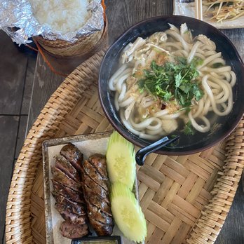 Nok’s Kitchen - #1 - Lao Pork Sausage Combo + Lao Udon Noodles with Brown Chicken - Laotian Near Me - Westminster, California Nok’s Kitchen - #1 - Lao Pork Sausage Combo + Lao Udon Noodles with Brown Chicken - Laotian Near Me - Westminster, California