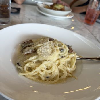 Taverna - Spaghettoni Carbonara classic always a go to. - Italian Near Me - Dallas, Texas Taverna - Spaghettoni Carbonara classic always a go to. - Italian Near Me - Dallas, Texas