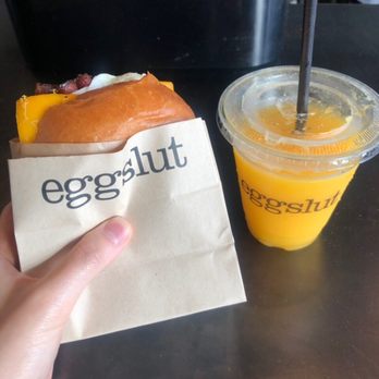 Eggslut - Bacon Bacon, Egg & Cheese and Fresh Orange Juice - Breakfast & Brunch Near Me - Los Angeles, California