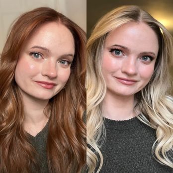 Honey Salon - Liz did both of these cuts and colors. She took so much time to find the shades of red and blonde that were just right for me! - Hair Salons Near Me - Orem, Utah Honey Salon - Liz did both of these cuts and colors. She took so much time to find the shades of red and blonde that were just right for me! - Hair Salons Near Me - Orem, Utah
