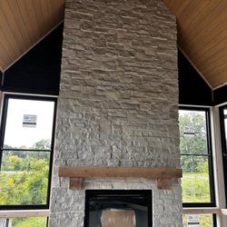 C & J Stoneworks - Stone fireplace completed by C&J Stoneworks