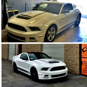OC Wraps - Before (top) and after (bottom). Clear bra, roof wrap, and plasti-dipped wheels. - Vehicle Wraps Near Me - Brea, California