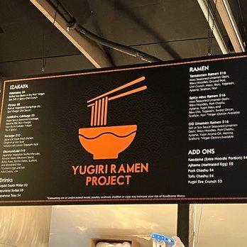 Yugiri Ramen Project - Menu - Ramen Near Me - Sanford, Florida