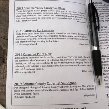 Three Fat Guys Wines - Tasting menu - Wine Bars Near Me - Sonoma, California