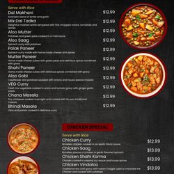 Namaste India - Menu