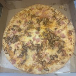 Ham and onion pizza