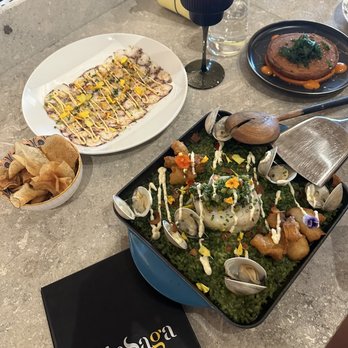 The Saga - Octopus carpaccio, patatas brava, and arroz verde - Spanish Near Me - Washington, DC, District of Columbia