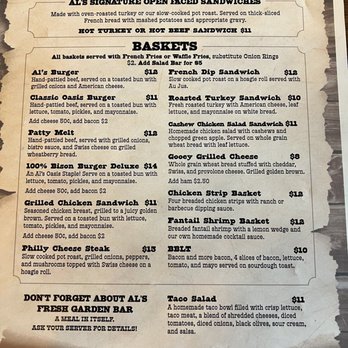 Al's Oasis - Menu September 2022 - Salad Near Me - Oacoma, South Dakota Al's Oasis - Menu September 2022 - Salad Near Me - Oacoma, South Dakota