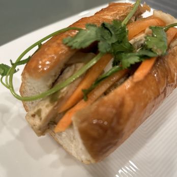 Lotus Bistro - Tofu bahnmi (this is about 4" of the actual 12" sandwich) - Vietnamese Near Me - Costa Mesa, California