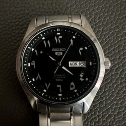 Friendly Watch Repair - Seiko 5 Arabic Dial watch that Darryl adjusted to my wrist.