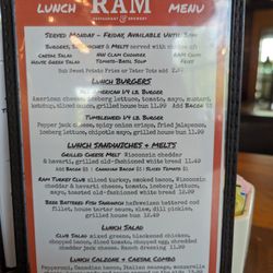 Ram Restaurant & Brewhouse - Lunch menu.