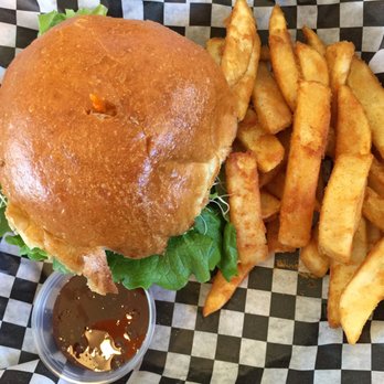 William's Gourmet Kitchen - Veggie burger and beer batter fries - New American Near Me - Durham, North Carolina