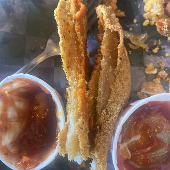 Hook Line & Sinker - Broken in half piece of overcooked fish - Seafood Near Me - Dallas, Texas Hook Line & Sinker - Broken in half piece of overcooked fish - Seafood Near Me - Dallas, Texas