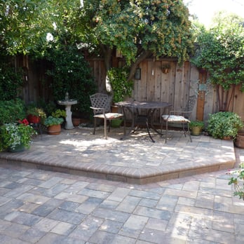 Interlocking Pavers Specialist - Finished patio with 2nd tier using Calstone pavers with pinwheel design  and polymeric sand.  Love it! - Masonry/Concrete Near Me - San Jose, California