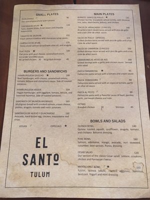 Menu photo 6 El Santo Tulum, ROO Menu photo 6 El Santo Tulum, ROO
