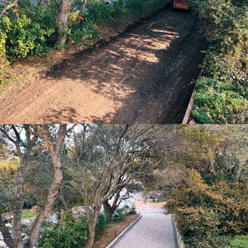 Vitoria Pavers Contractor - Before/after of lower driveway (Cambridge Cobble in Riviera with black border) - Masonry/Concrete Near Me Vitoria Pavers Contractor - Before/after of lower driveway (Cambridge Cobble in Riviera with black border) - Masonry/Concrete Near Me