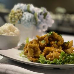 Pan Asian - Volcano chicken, white rice