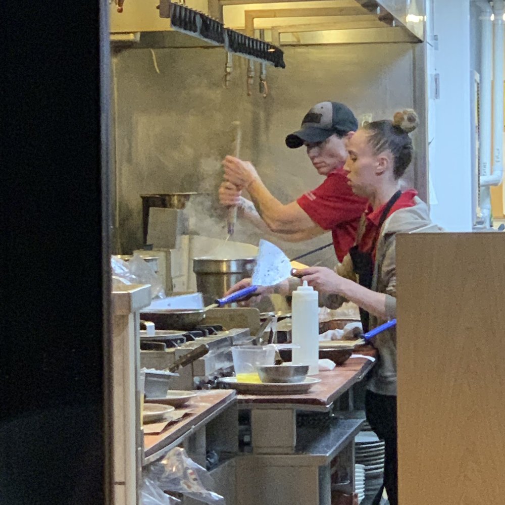 Server cooking after she said no food. Server cooking after she said no food.
