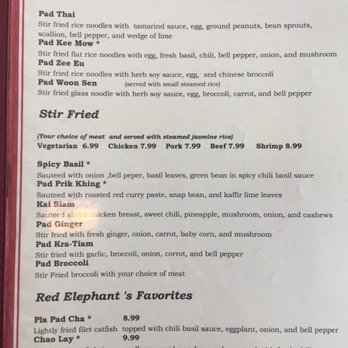 Red Elephant - Lunch menu - Thai Near Me - Marietta, Georgia