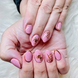 My Halloween nails pink and gold just the way I like them!
