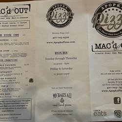 Apopka Pizza - Menu - front