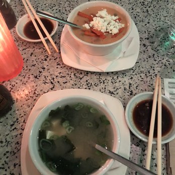 Forty Five Degrees - Miso Soup Tomato Jalapeno Soup - Sushi Bars Near Me - Indianapolis, Indiana Forty Five Degrees - Miso Soup Tomato Jalapeno Soup - Sushi Bars Near Me - Indianapolis, Indiana