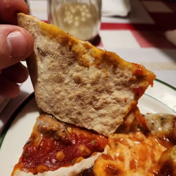 Frank's Pizzeria - a hand holding a piece of pizza - Pizza Near Me - Chicago, Illinois Frank's Pizzeria - a hand holding a piece of pizza - Pizza Near Me - Chicago, Illinois