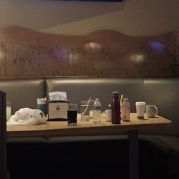 This is the table where all the Employees of Sierra Noodle house left all their drinks, this is beyond tacky