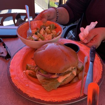Sly Fox - Wyomissing - Smash burger (yummy) and a side salad; lots of veggies - Brewpubs Near Me - Wyomissing, Pennsylvania