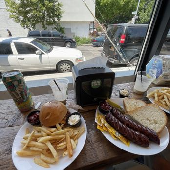 MuuMoo Foods - Muumoo Burger with Fries and Grilled Polish Kielbas - Coffee & Tea Near Me - Maspeth, New York MuuMoo Foods - Muumoo Burger with Fries and Grilled Polish Kielbas - Coffee & Tea Near Me - Maspeth, New York