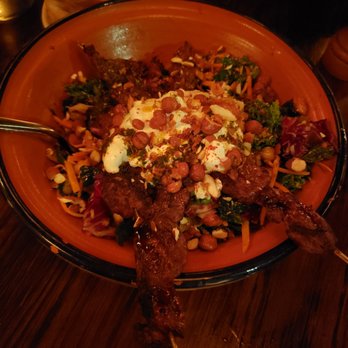 AOC - Lamb skewers with bombilicious salad - Cocktail Bars Near Me - Los Angeles, California