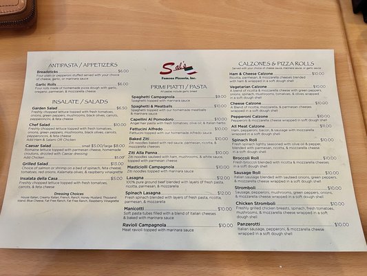 Menu photo 5 Sal's Famous Pizzeria Plainfield, IN Menu photo 5 Sal's Famous Pizzeria Plainfield, IN