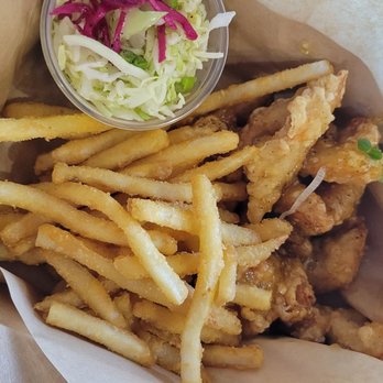 Bok Bok - Candy garlic chicken with fries and slaw. - Chicken Wings Near Me - Provo, Utah