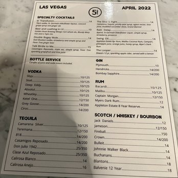 Five Iron Golf - 2nd side of drink menu for April 2022 - Venues & Event Spaces Near Me - Las Vegas, Nevada Five Iron Golf - 2nd side of drink menu for April 2022 - Venues & Event Spaces Near Me - Las Vegas, Nevada
