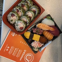 Tuna maki and assorted sushi. Tuna maki and assorted sushi.