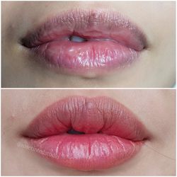 The Art of Lip Blushing - Color correction on discolored lips. IG: @rosetintedstudio