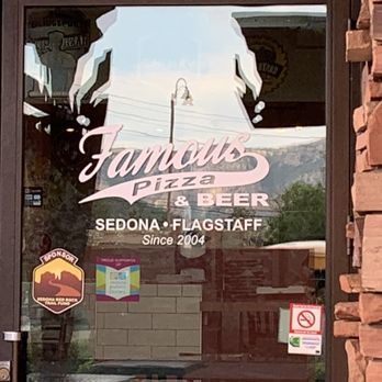 Famous Pizza & Beer - reflection in window - Pizza Near Me - Sedona, Arizona Famous Pizza & Beer - reflection in window - Pizza Near Me - Sedona, Arizona