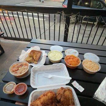 Charles Pan-Fried Chicken - 4 pc meal with Mac, yams, potato salad, cornbread, and peach cobbler - Chicken Shop Near Me - New York, New York