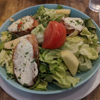 Chez Philippe - Goat Cheese Salad - Butter lettuce, fresh apple & topped w/toast, warm goat cheese & honey - French Near Me - Los Gatos, California