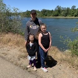 Anderson River Park - The hubs and my 2 girls next to the river