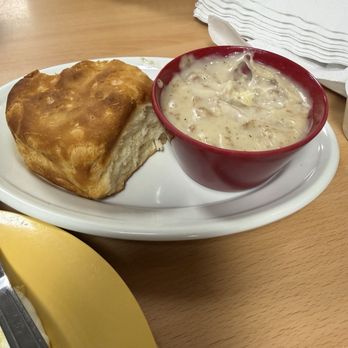 Maggie Mae's Sunrise Cafe - Biscuits and gravy. And the biscuit was HUGE! - Breakfast & Brunch Near Me - Clearwater Beach, Florida Maggie Mae's Sunrise Cafe - Biscuits and gravy. And the biscuit was HUGE! - Breakfast & Brunch Near Me - Clearwater Beach, Florida