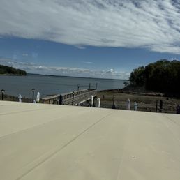 The view from the restaurant overlooking the deck. The view from the restaurant overlooking the deck.