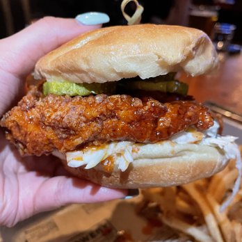 The Bowery Bar - hot chicken sandwich - New American Near Me - Boston, Massachusetts The Bowery Bar - hot chicken sandwich - New American Near Me - Boston, Massachusetts