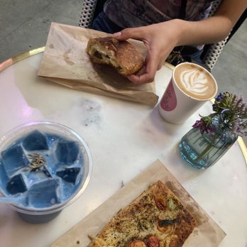 Coffee and Plants - Blue lavender Latte, Savory Tomato, Mozzarella, Basil Flat Puff (V), Cappuccino, Savory Mushroom, Provolone Croissant (V) - Coffee & Tea Near Me - Pasadena, California Coffee and Plants - Blue lavender Latte, Savory Tomato, Mozzarella, Basil Flat Puff (V), Cappuccino, Savory Mushroom, Provolone Croissant (V) - Coffee & Tea Near Me - Pasadena, California