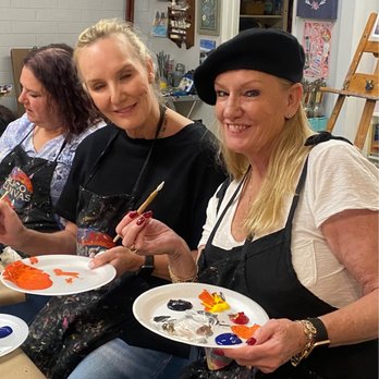 Calico Canvas - These sisters came prepared with a French beret and all! - Art Classes Near Me - Woodland Hills, California Calico Canvas - These sisters came prepared with a French beret and all! - Art Classes Near Me - Woodland Hills, California