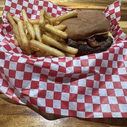 Burger and fries Burger and fries