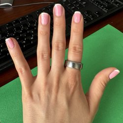 Kim's Nail Salon - Pink French manicure with design