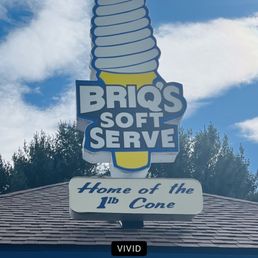 a photo of a sign for brio's soft serve