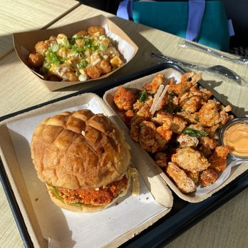 Bopomofo Cafe - Mapo tofu fries, popcorn chicken, and taiwanese fried chicken sandwich with pineapple bun. - Bubble Tea Near Me - San Gabriel, California Bopomofo Cafe - Mapo tofu fries, popcorn chicken, and taiwanese fried chicken sandwich with pineapple bun. - Bubble Tea Near Me - San Gabriel, California