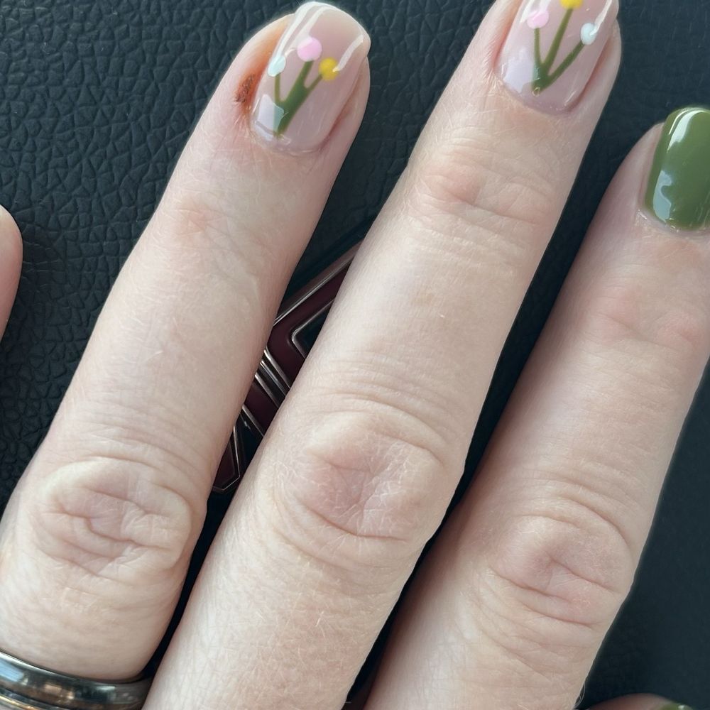 #1 Nails - This is what I got. You can see where she cut me with the drill and painted over the blood. - Nail Salons Near Me - Shelby Township, Michigan